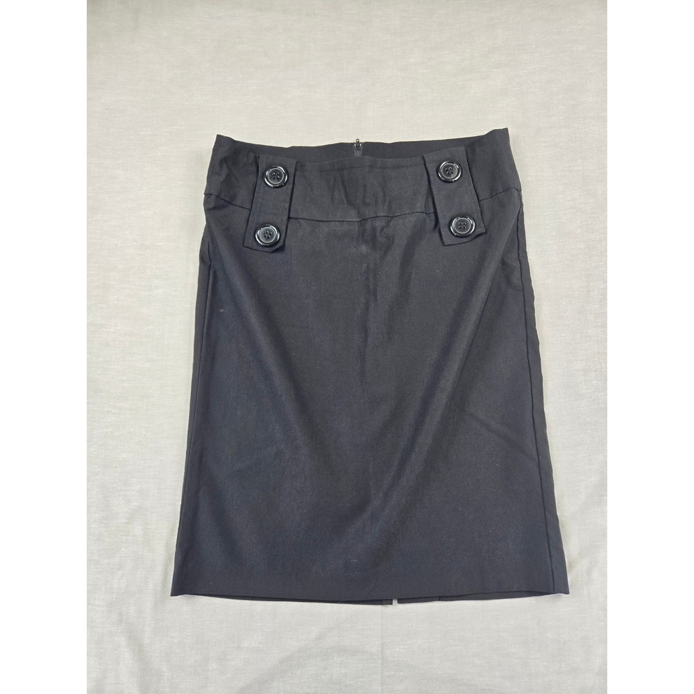 Charlotte Russe Black Button Accent Pencil Skirt Size L 1224-BNG Made in USA